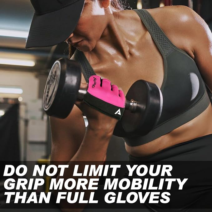 AYRO Workout Gloves for Men & Women, Minimal Short Partial Gym Gloves, Weight Lifting Gloves with Full Palm Protection, Extra Grip Pads & Hand Support for Training & Fitness