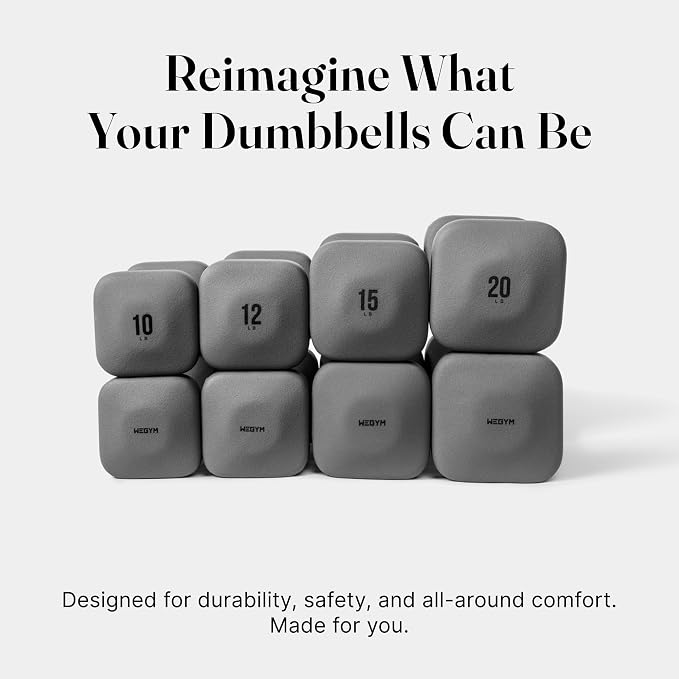 WeGym Square Dumbbells for Home Gym, Hand Weights for Strength Training