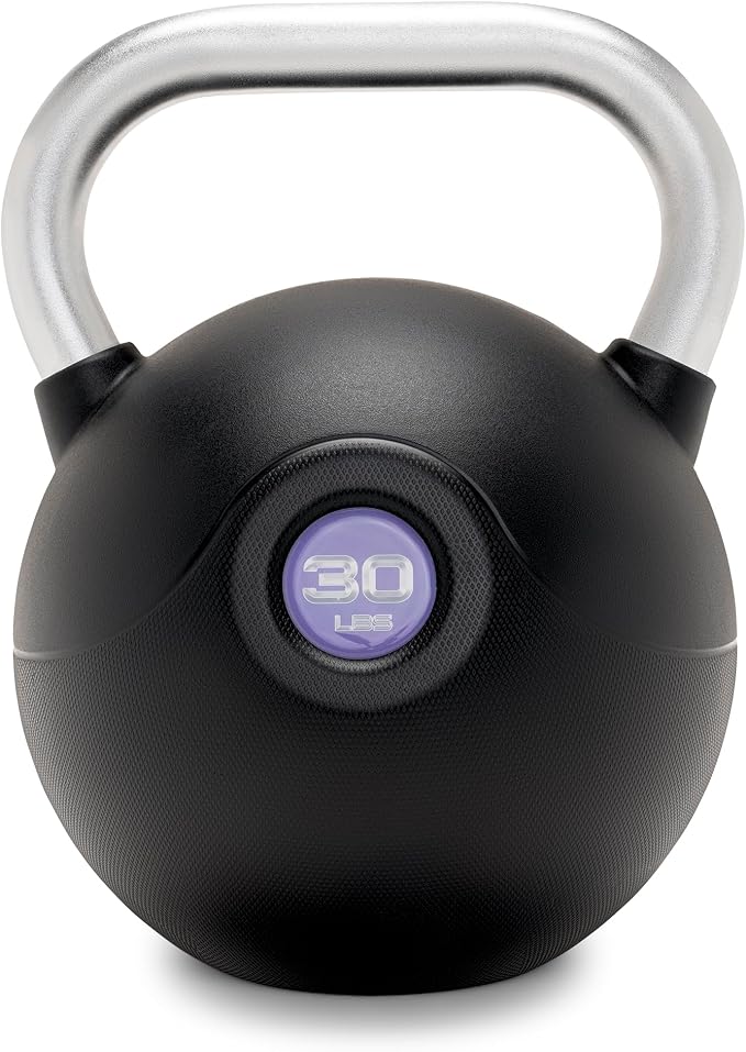 Marcy Commercial Grade PU Coated Kettlebell – 10 to 40 LB Single Weights with Textured Steel Handle, Flat Base – Strength Training for Full Body & Home Gym Workouts
