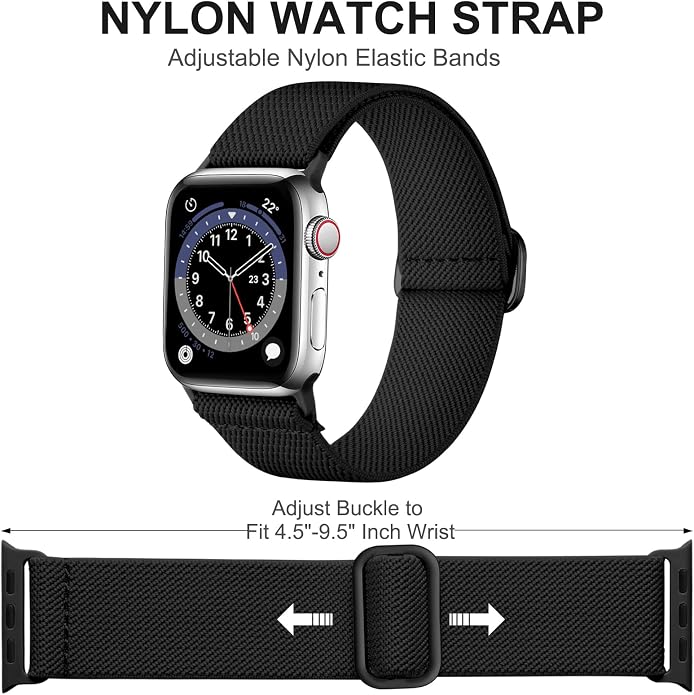 Adorve Stretchy Band Compatible with Apple Watch Bands Ultra 3/2/1 49mm 46mm 45mm 44mm 42mm 41mm 40mm 38mm Men Women, Soft Nylon Elastic Braided Strap Fits for iWatch Series 11/10/9/8/7/6/5/4/3/SE3-1