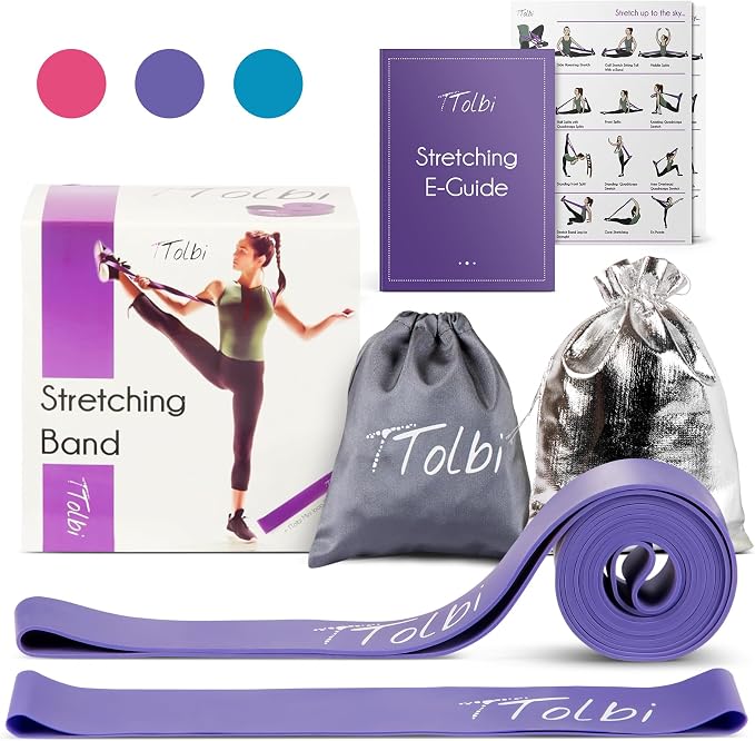2-Pack Ballet Stretch Bands with Foot Mini Loop, Natural Rubber Dance Bands | Splits and flexibility training for kids, teens and adult dancers, gymnasts and cheerleaders, beginner guide and travel bag