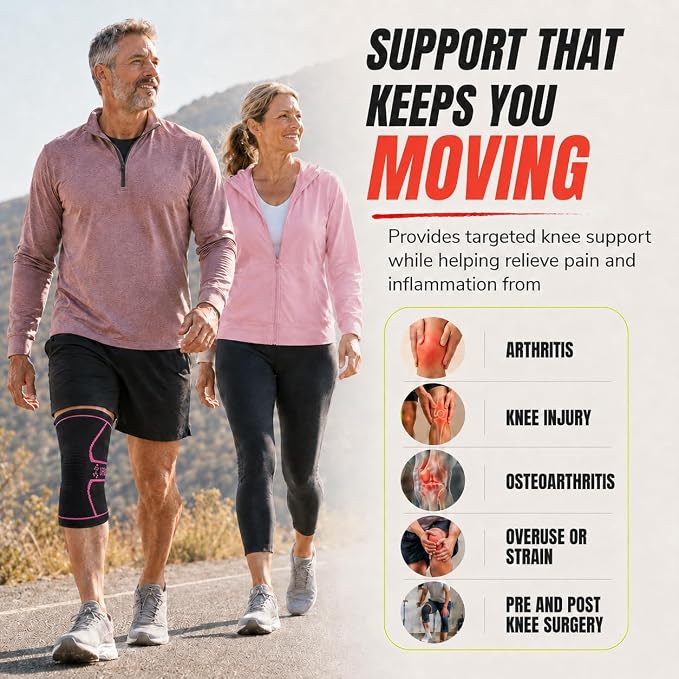Knee Brace for Men and Women Knee Compression Sleeve Knee Support Wraps for Arthritis Joint Pain Relief, Workout, Swelling, Sports, Circulation, Running, Recovery for ACL & Meniscus Tear