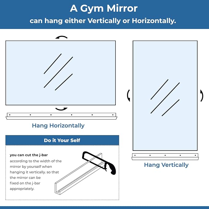 Fab Glass and Mirror Large Gym Mirror for Home Gym 36x60 - Full Length Ultra-Clear Annealed Glass Wall Mount - DIY Workout Display with Safety Backing - 1/4 Inch Low-Iron