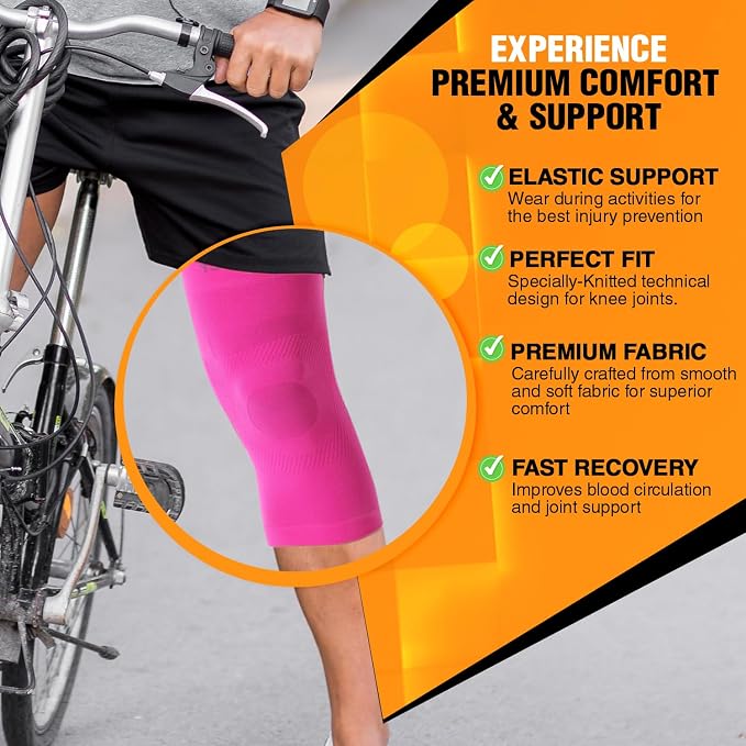 Doc Miller Knee Compression Sleeve Brace for Men & Women | Pair, Best Support for Workout, Running, ACL, Arthritis Pain Relief