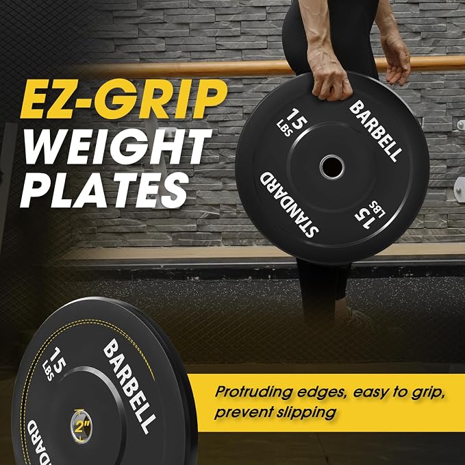 Mikolo Olympic Weight Plates, 2-Inch Rubber Weight Plates with Steel Insert, Bumper Plates for Strength Training, Weight Plate