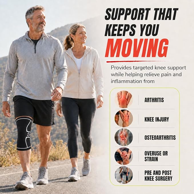 Knee Brace for Men and Women Knee Compression Sleeve Knee Support Wraps for Arthritis Joint Pain Relief, Workout, Swelling, Sports, Circulation, Running, Recovery for ACL & Meniscus Tear