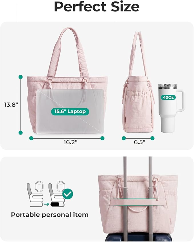BAGSMART Yoga Pilates Tote Bag for Women with Knotted Handle, Gym Bag | 23L lightweight & waterproof shoulder sling bag, gym bag with yoga mat holder, for 15.6'' Laptop, ideal for work travel