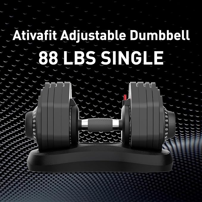 ATIVAFIT Adjustable Dumbbells Set, 5–88LB Quick Adjust Free Weights with Double Safety Lock & Anti-Slip Steel Handle, Space Saving Home Gym Equipment for Full Body Strength Training