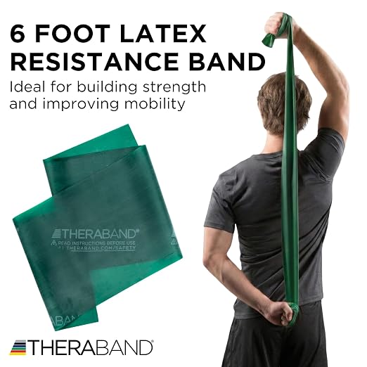 THERABAND Professional Latex Resistance, Workout Band, Exercise, 6', Green
