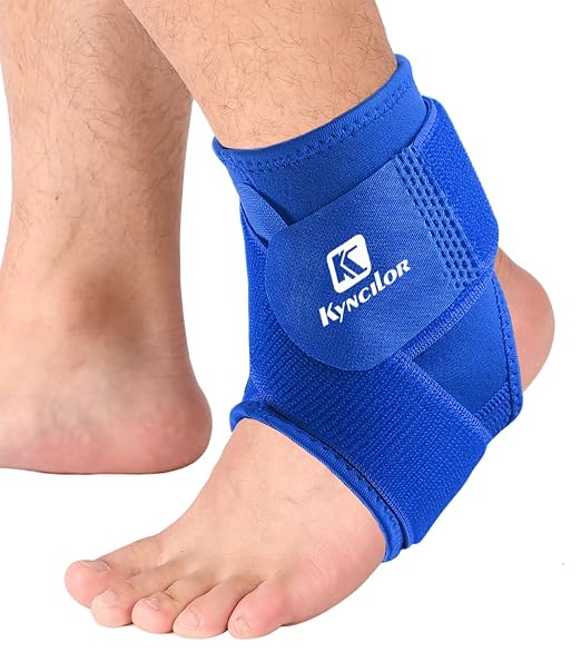 SUJAYU Ankle Brace & Elastic Supports for Men & Women, Ankle Support Ankle Compression Sleeve, Plantar Fasciitis Relief Achilles Tendonitis Brace Achilles Tendonitis Wrap, Pack of 1 (Blue, Medium)