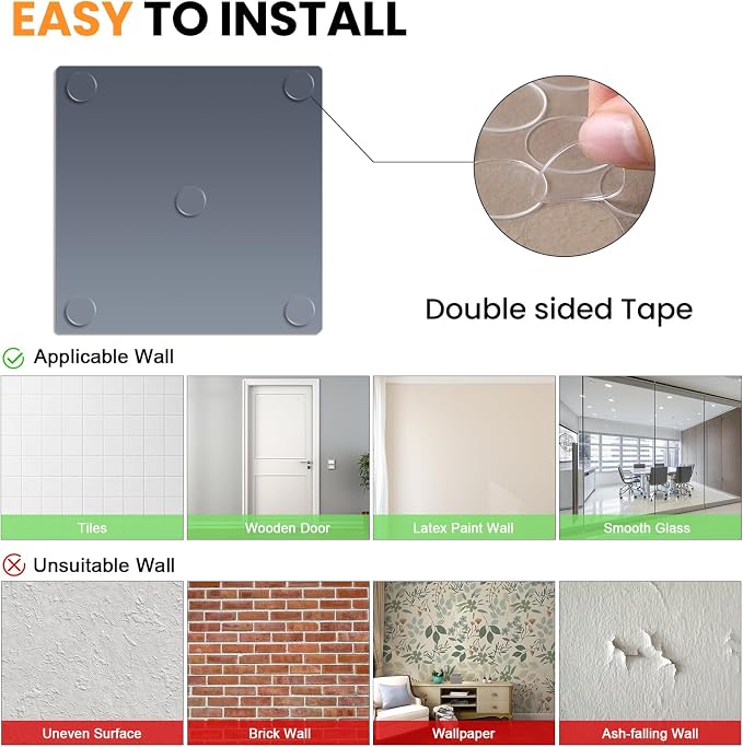 Full Length Wall Mirror Tiles, HD Glass Home Gym Mirror, 12Pcs 12"x10" Wall Mounted Mirrors for Home Gym, Dance Yoga Studio, Bedroom, Door