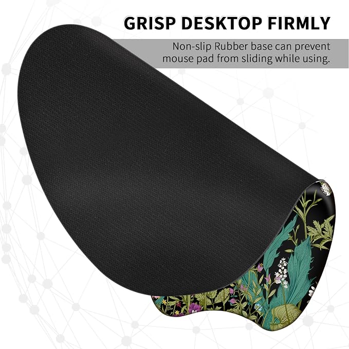 EooCoo Ergonomic Mouse Pad with Wrist Rest, Memory Foam Support Mousepad | Non-Slip Base for Computer, Cafe, Home & Office, 9.64 x 8.26 in Office Desk Accessories, Carpal Tunnel Relief