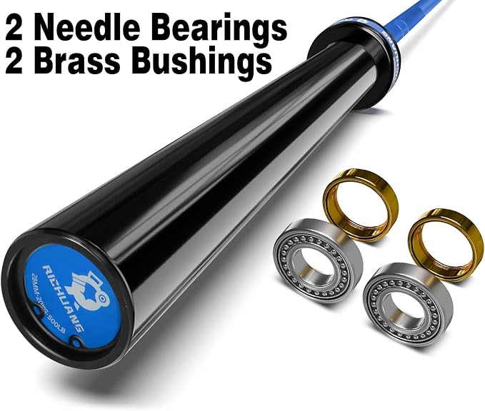 7ft Olympic Barbell 28mm 45lb – 500/700/1000LB Bar for Home Gym | Ceramic coated steel. Smooth spinning sleeves. Fits 2" plates. For snatch, clean and jerk, squats, deadlifts, bench press.