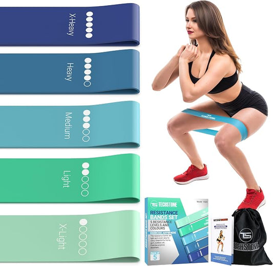 TechStone Resistance Bands Set – 5 Levels Loop Exercise Bands for Men & Women, Elastic Workout Bands for Home Gym, Training, Yoga & Fitness, Carry Bag Included