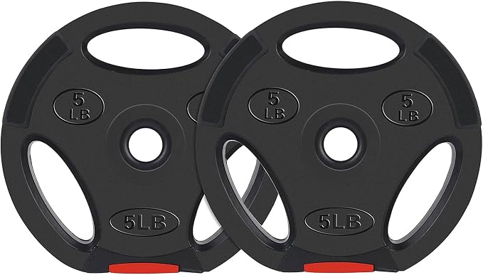 Signature Fitness Vinyl Standard Plate Weight Plate for Strength Training and Weightlifting, Multiple Sizes