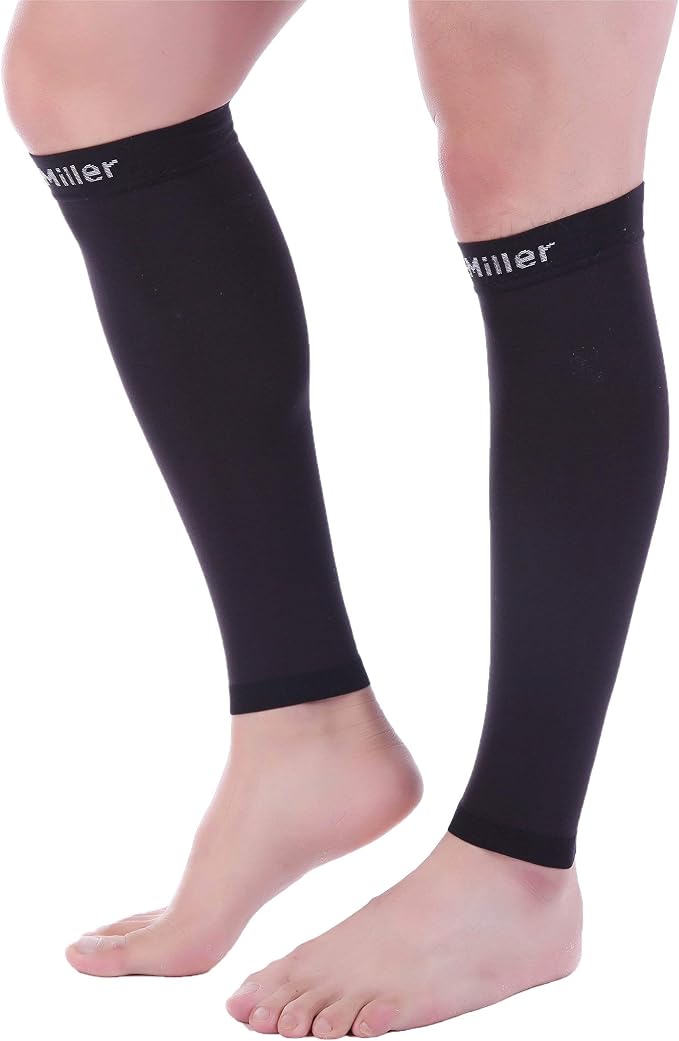 Doc Miller Compression Calf Sleeve for Men & Women, 20-30mmHg | Graduated Support for Running, Shin Splints, Calf Strain, Knee High, Small to 6XL Plus Size
