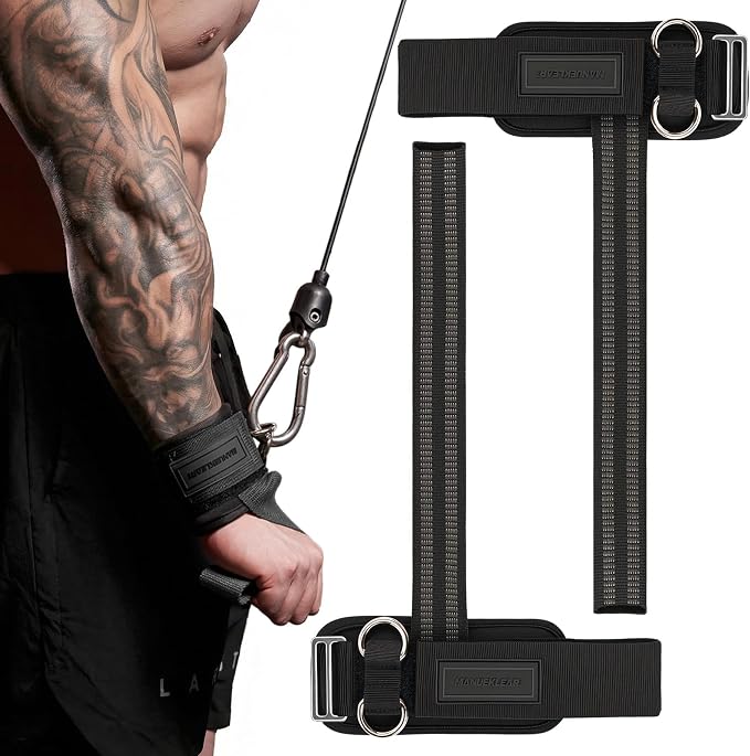 M MANUEKLEAR Wrist Straps for Weightlifting, Gym Lifting Straps with D Rings for Cable Machine,Weight Lifting Wrist Wraps for Men Women