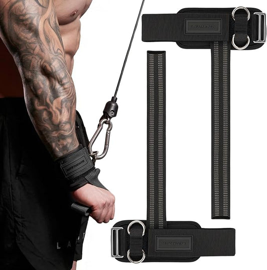 M MANUEKLEAR Wrist Straps for Weightlifting, Gym Lifting Straps with D Rings for Cable Machine,Weight Lifting Wrist Wraps for Men Women