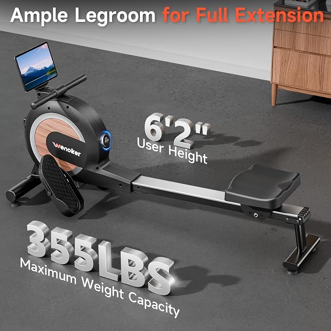 WENOKER Rowing Machine, Magnetic Rowing Machine for Home, Upgraded 32-Levels Resistance with Smart Electronic Knob, 350 LBS Weight Capacity, Compact Rower Machine Easy Assembly.