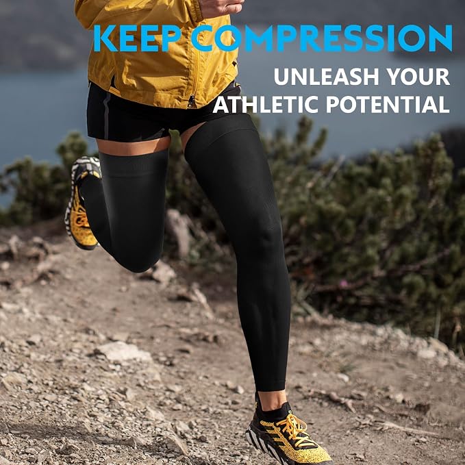 KEKING Full Leg Compression Sleeves, 20-30mmHg Graduated, Unisex, Running | Thigh-High Compression Stockings, Support Thighs, Calves & Knees, for Travel & Sports, Relieve Varicose Veins & Swelling
