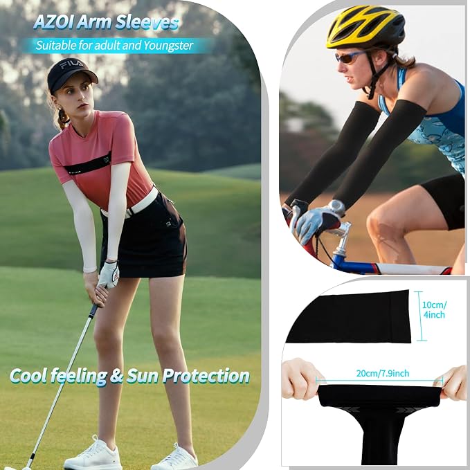 Arm Sleeves for Men Women – Cooling UV Sun Protection UPF 50+ Compression Sports Sleeves for Outdoor, Tattoo Cover Up