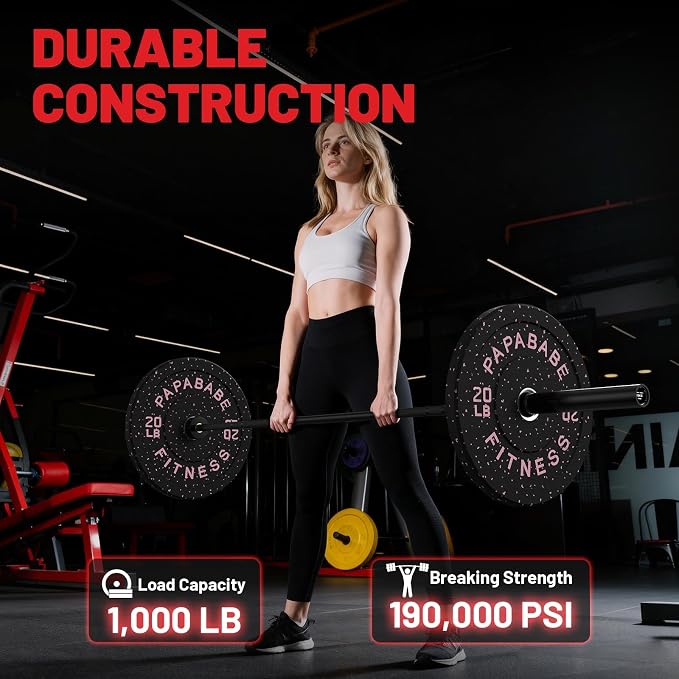 PAPABABE 4ft/5ft/6ft/6.5ft Barbell 2" Short Barbell for Strength Training | 4ft/5ft/6ft/6.5ft Straight Barbell, Womens Olympic Bar with Moderate Knurling for Squats Curls Deadlifts, Weightlifting
