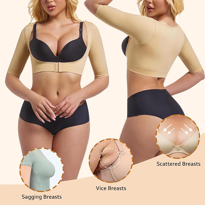 ONEW Upper Arm Shaper Compression Sleeves For Women Post Surgery Slimming Posture Corrector Tops Shapewear
