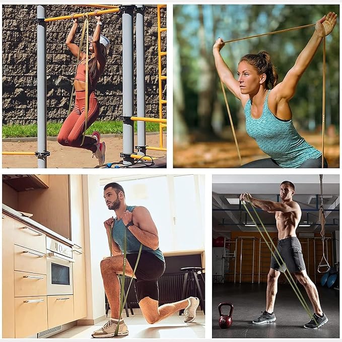 VEICK Pull Up Assist Resistance Bands for Home Gym | 100% Natural Latex, Non Slip Leather Texture, Space Saving, Versatile for Full Body Training, Home Gym