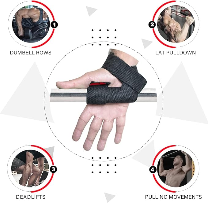 AQF Weight Lifting Straps, Padded Cotton Gym Wrist Straps for Deadlifts | 23" Extra-Long, Heavy-Duty Webbing, 5mm Neoprene Cushioning, Open-Loop Design, Sold as Pair, Ideal for Rows & Pull Workout