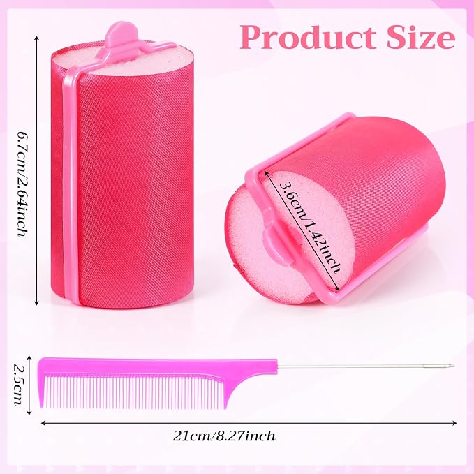 Syhood 18 Pcs Satin Rollers for Black Hair Foam Sponge Rollers Pink Satin Wrapped Hair Curlers for Hairdressing Styling (1.42 Inch)