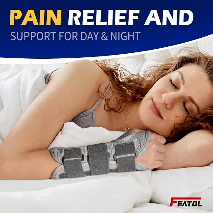 FEATOL Wrist Brace Splint Carpal Tunnel for Women Men, Night Wrist Sleep Support Brace, Right Hand, Medium/Large, Pain Relief for Sprain, Arthritis, Tendonitis