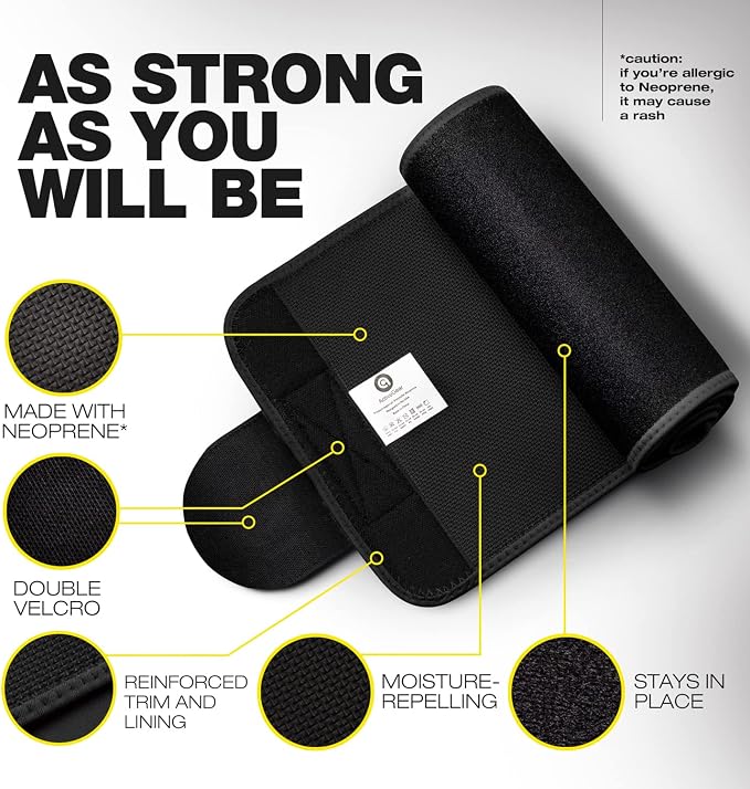 Premium Waist Trimmer & Trainer Belt for Men and Women - Sweat-Enhancing Slimming Wrap for Stomach, Adjustable Fit
