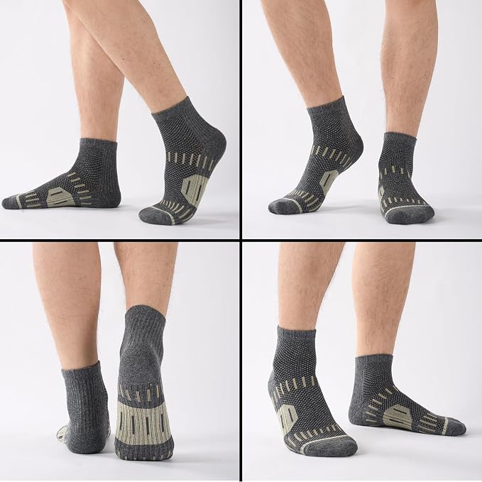 6 Pairs Copper Ankle Compression Socks for Men and Women | Copper Graduated Compression Socks with Terry Cushioning and Arch Support, Breathable Mesh Design, Machine Washable