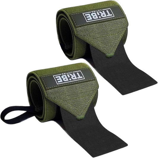 21-Inch Wrist Wraps and 24-Inch Lifting Straps Set for Weightlifting | Heavy-duty wrist support wraps, anti-slip silicone grip straps with padded loops, reinforced stitching for heavy lifts
