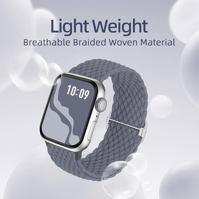 4 Pack Braided Stretchy Bands Compatible with Apple Watch 40mm 41mm 38mm 42mm 44mm 45mm 46mm 49mm Women Men, Breathable Nylon Elastic Daily Use Straps for iWatch Series 11/10 9 8 7 6 5 4 3 SE/Ultra 2