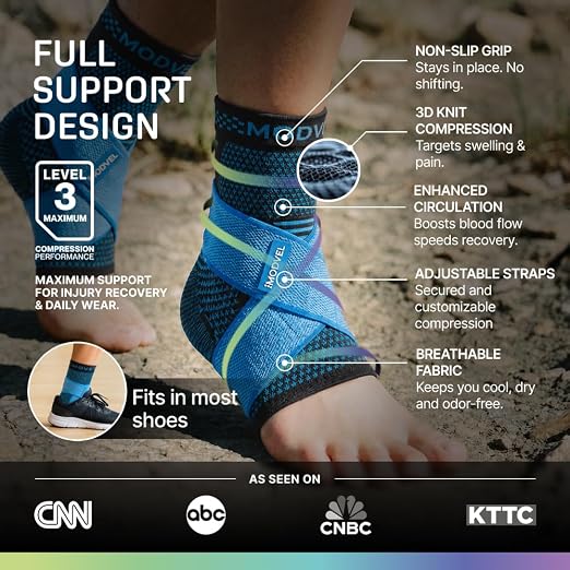 Modvel Foot & Ankle Brace Socks with Adjustable Support Strap – Compression Sleeve for Sprained Ankle, Plantar Fasciitis Relief Tendonitis & Arthritis, Stabilizing Foot & Ankle Support for Women & Men