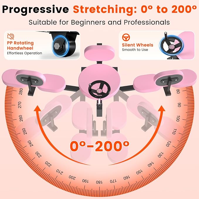 Leg Stretcher, 220LBS Split Machine for Fexibility & Splits Training, 0-200° Adjustable Stretching Equipment for Home Gym, Heavy Duty Steel Frame Leg Stretching Training Machine