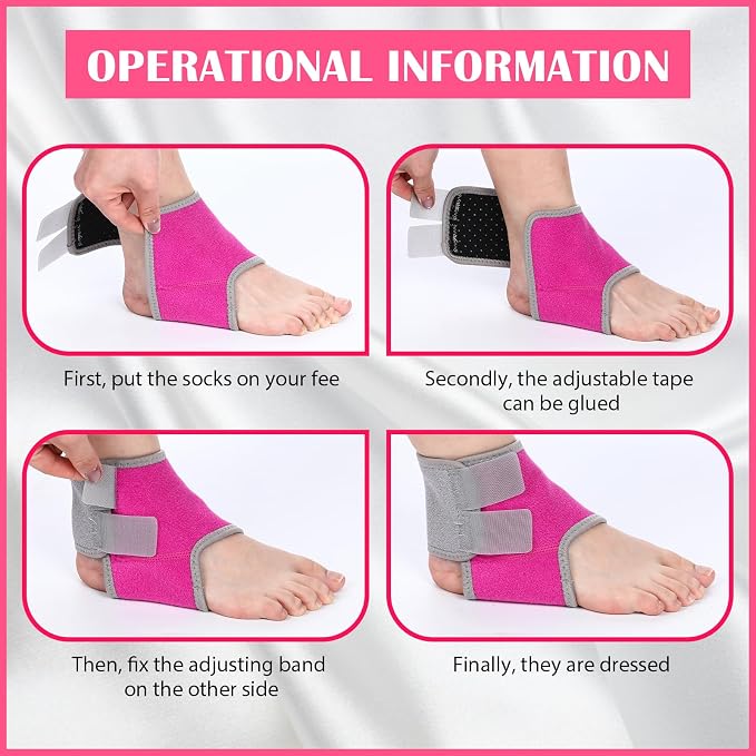 Tarpop 2 Pairs Kids Ankle Brace Set Foot Support Stabilizer Wraps Protector Guard Knitted Ankle Sleeve Sock Support Compression Socks for Injury Prevention(Pink,Large)