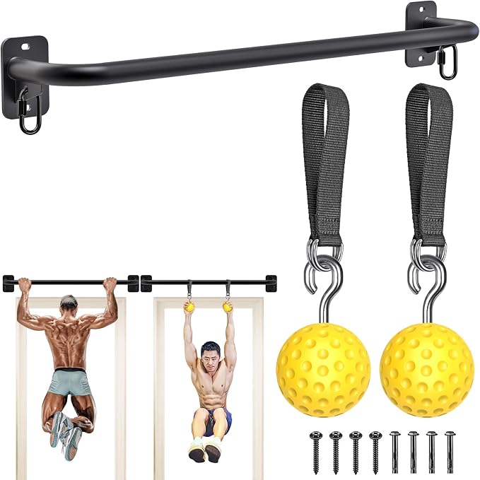 SELEWARE Heavy Duty Welded Pull Up Bar Wall/Joist/Ceiling Mount Chin Up Bar | Multifunctional Pull-up Bars w/Resistance Band Hooks for Home Gym Strength Training, Sturdy Steel Construction Support 500 lb