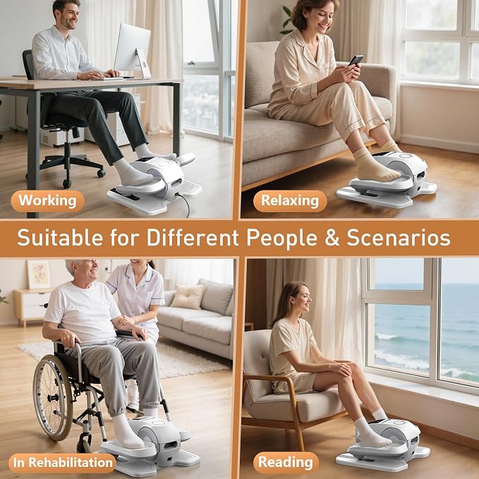 Under Desk Elliptical Exercise Machine, Elliptical Leg Exerciser as Seen on TV, 12 Speeds Leg Exerciser While Sitting for Seniors, Electric Seated Foot Pedal Exerciser for Home Gift for Women