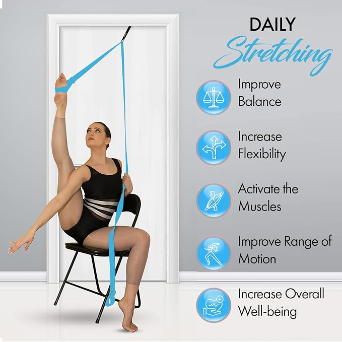 Stretching Strap with Door Anchor for Splits and Flexibility Training | Improve Leg Flexibility at Home, Ideal for Ballet, Dance, Cheerleading, Yoga, Pole Dance and Gymnastics