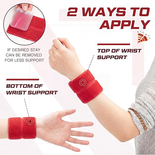 4 Pack Wrist Brace Adjustable Wrist Support Sport Straps for Tendonitis Carpal Tunnel Arthritis Gymnastics Wraps Pain Relief for Football Cheerleaders Fitness Weightlifting(Red)
