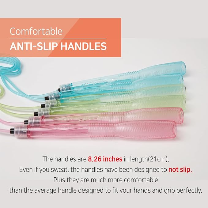 Skipping Jump Rope for Fitness Workout - Light Weight, Adjustable, Tangle Free, Excellent line control for Cardio Boxing, CrossFit, Training Exercise All Ages and Gender ( Special Luxury, KA-220, Made in Korea)