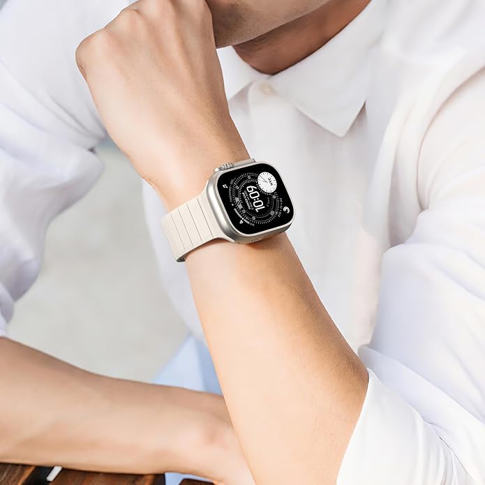 SNBLK Magnetic Band Compatible with Apple Watch Bands for Men 44mm 45mm 46mm 49mm 42mm 41mm 40mm 38mm Women, Secure Silicone Sport Loop Magnet Strap for iWatch Ultra 3 2 1 SE Series 11 10 9 8 7 6 5 4