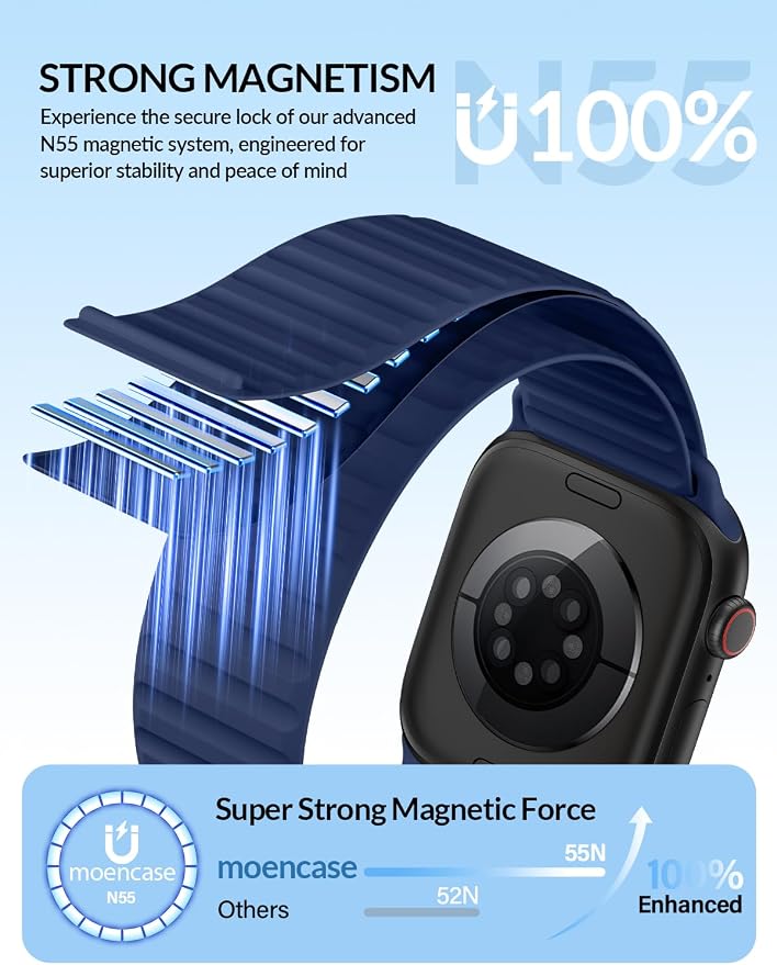 Patented Magnetic Silicone Sport Band for Apple Watch Bands for Women Men | Soft Silicone Solo Loop 40mm 38mm 41mm 44mm 45mm 42mm 49mm, Sport Strap for iWatch Series 11 10 9 8 7 6 5 4 3 2 1 SE Ultra