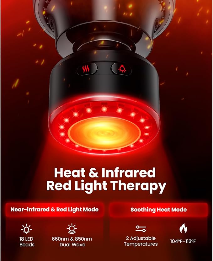 BOB AND BRAD A2 Ultra Heated Massage Gun with Red Light & Infrared Heat | FSA-HSA Eligible Pro Percussion Muscle Massager for Athletes & Full Body Pain Relief with Case, Force Sensor, Birthday Gifts