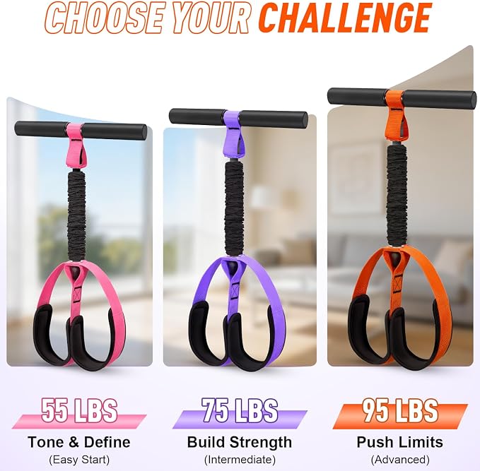Pedal Resistance Band with Handle, Upgraded Durable Thickened Latex Tubes and Soft Foam Fabric Foot Pedal, Sit Up Exercise Equipment for Abdomen, Waist, Arm, Core/ABS, Leg, Physical Therapy