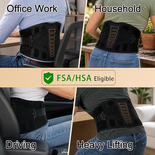 Copper Back Brace - Relief from Lower Back Pain, Unique SVA System for Proper Posture, Enhanced Ergonomic Pad with 10X Compression Support, Breathable and Comfortable Fit for Men and Women