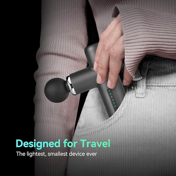 Mini Massage Gun Pocket-Sized Massage Gun Deep Tissue Quiet, Portable Percussion Muscle Travel Massager Gun, Back/Neck Massager for Pain Relief Deep Tissue (Gray)
