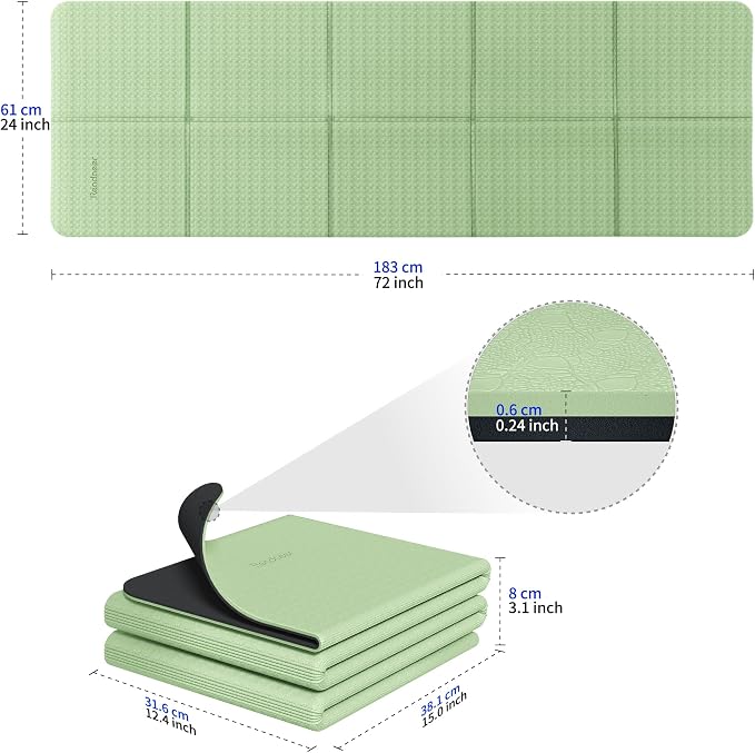 Readaeer Double Color Yoga Mat - 72"x24"x0.24" (6mm),Non-Slip TPE Exercise Mat